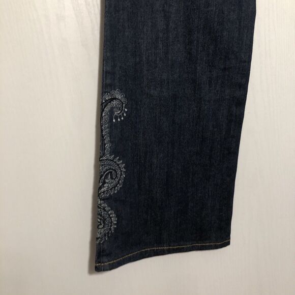 Pamela McCoy Jeans Womens 12 Blue Bootcut Dark Embroidered Paisley Cinch New - Picture 11 of 13